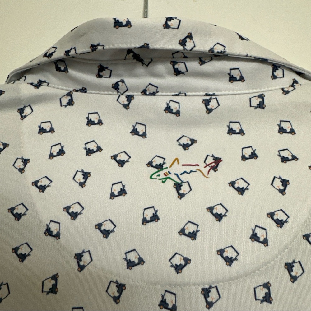 Greg Norman Collection White and Black Patterned Polo - Picture 3 of 5